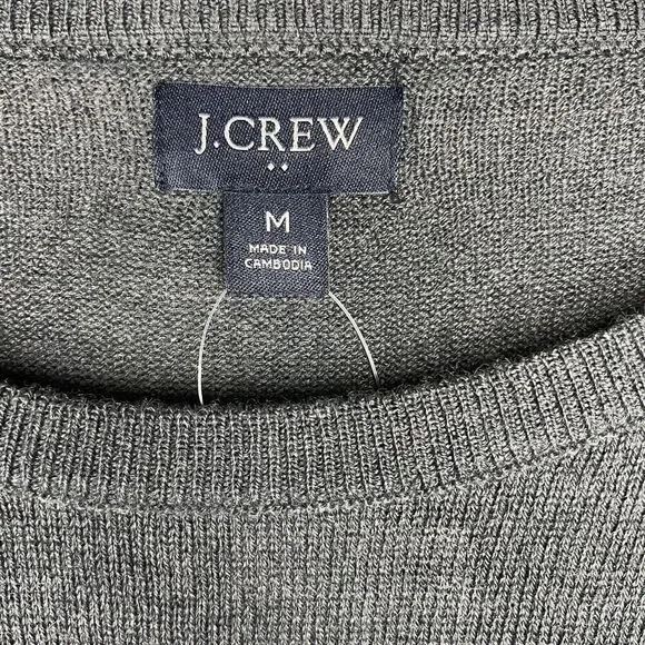 J.CREW Sweater Mens M Gray Machine-Washable Merino Wool Blend Pullover NEW AP638